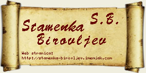 Stamenka Birovljev vizit kartica